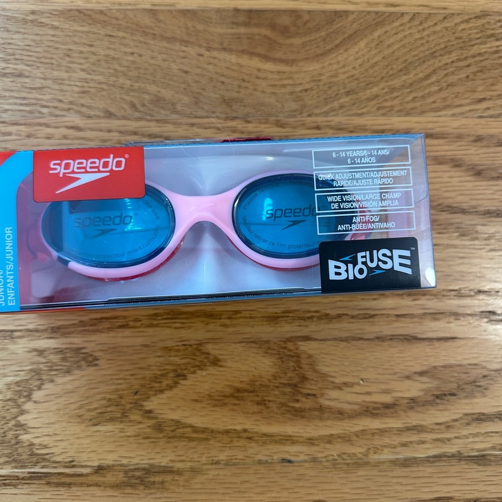 NWT Speedo Unisex Kids Swim Goggles Biofuse 2.0 Junior Pink